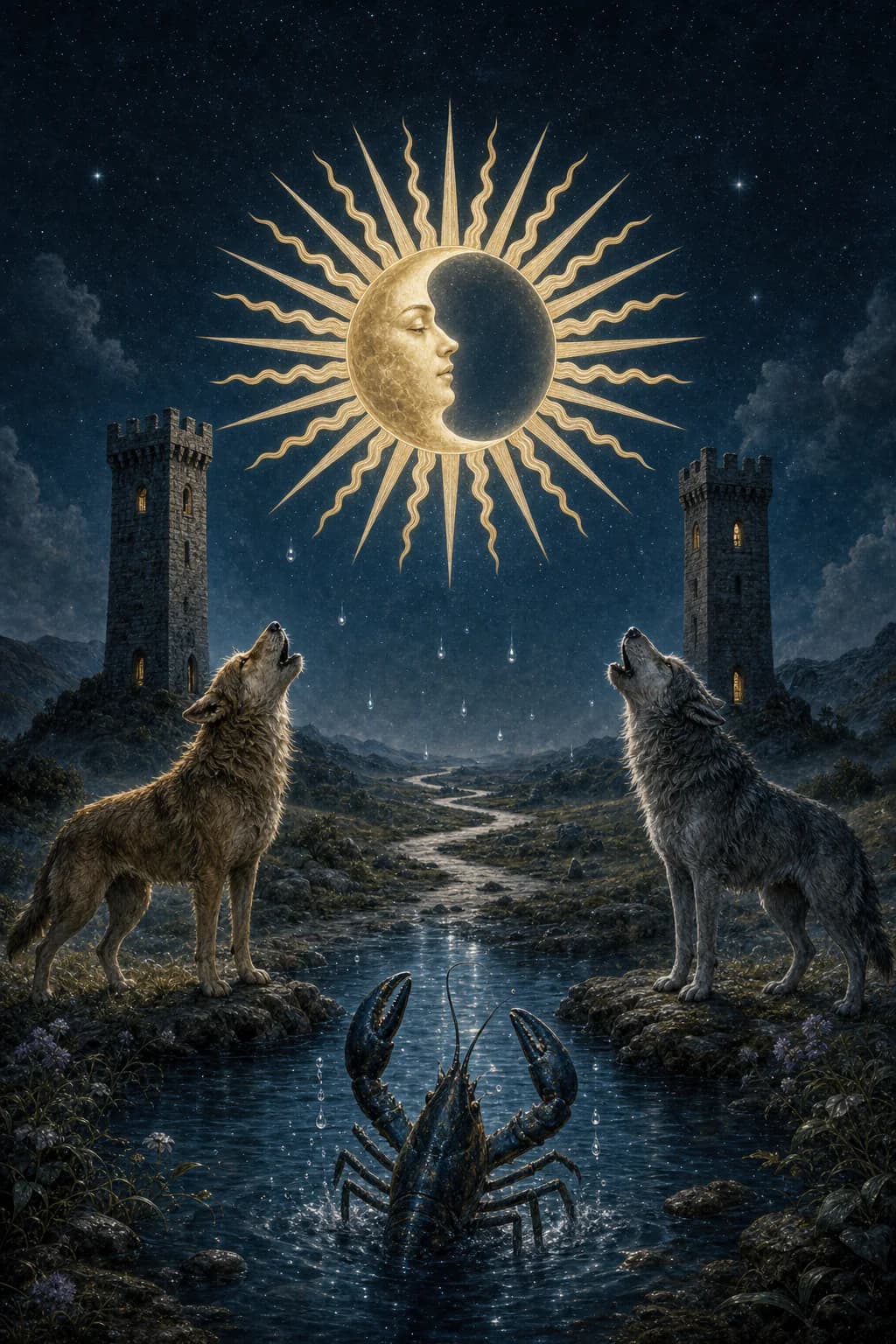 Tarotkarte XVIII · Der Mond