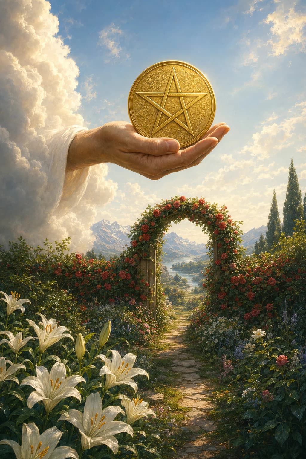Tarotkarte Ass der Münzen