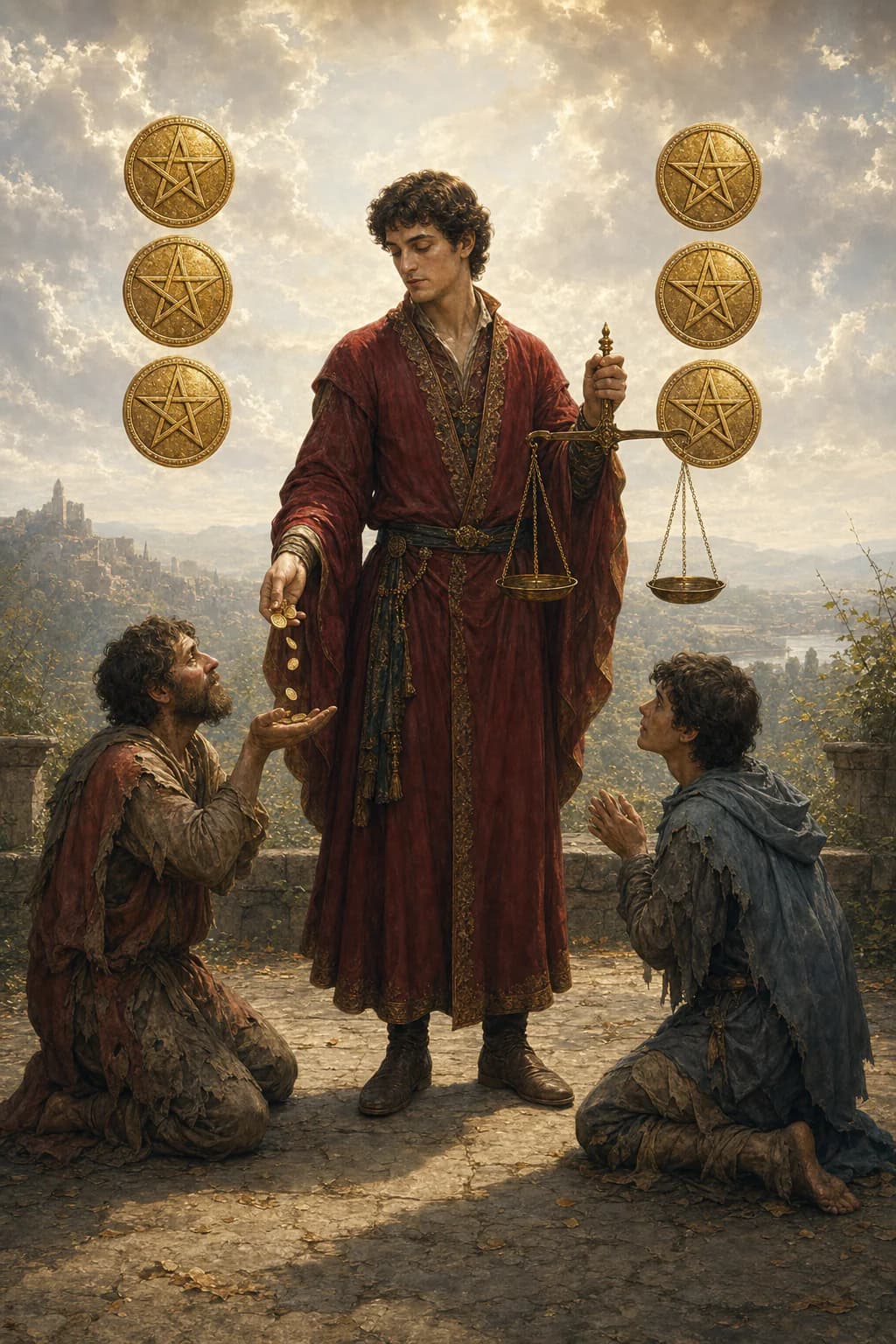 Tarotkarte Sechs der Münzen