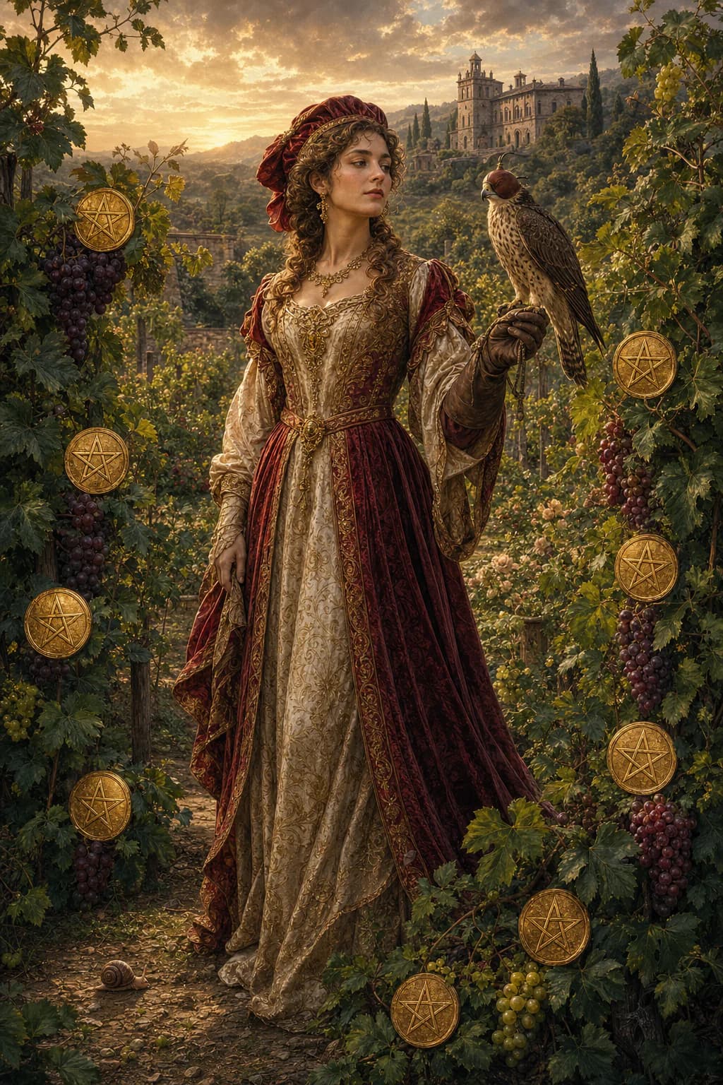 Tarotkarte Neun der Münzen