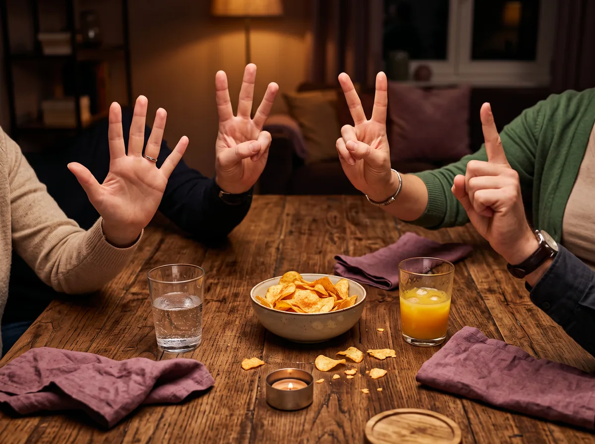 A group counting down on their fingers during Never Have I Ever