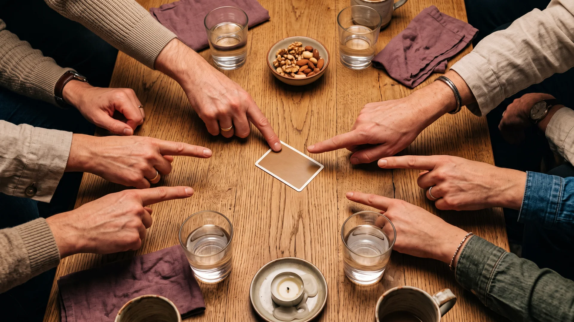 Friends pointing in two directions as they choose between two options